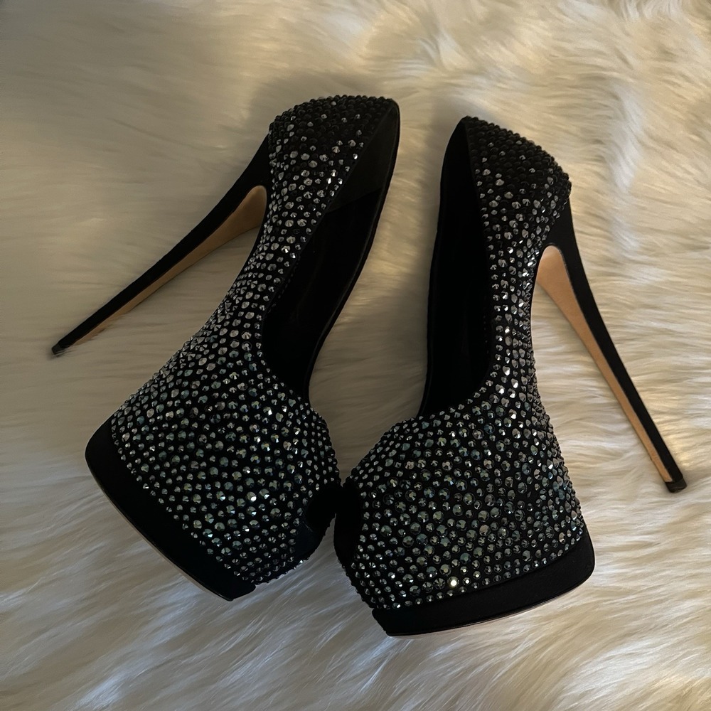 Giuseppe Zanotti Sharon Peep Toe Platform Pumps Sz 37 (US 7) Crystal Rhinestone - Picture 10 of 16